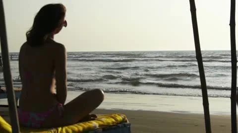 Woman at the beach Stock Footage 10792091