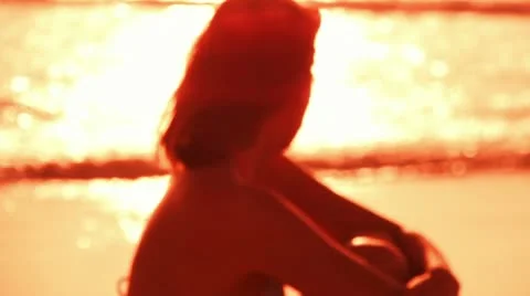 Woman at a beach Stock Footage 10798477
