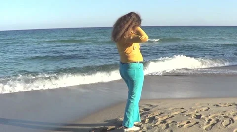 Woman on beach Stock Footage 61830859