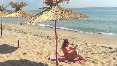 Woman on beach Stock Footage 71146745