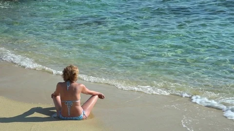 Woman on the beach Stock Footage 74932880