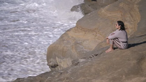 Woman On The Beach Video stock 125845344