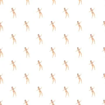 Woman in bikini floating pattern on white Illustrazione stock