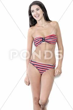 Woman in bikini smiling Stock Photos