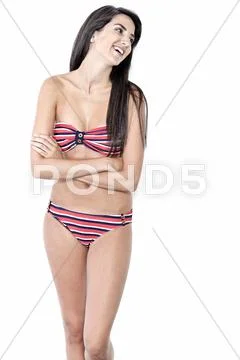 Woman in bikini smiling Stock Photos