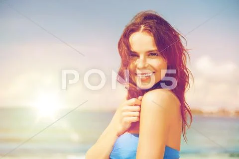 Woman In Bikini Smiling