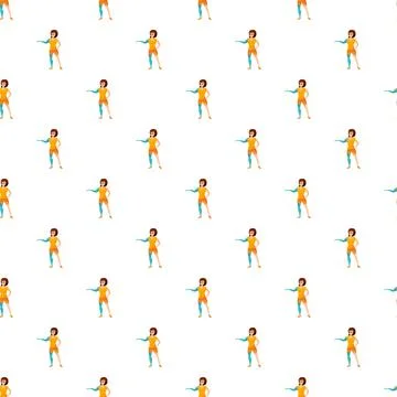 Woman with bionic arm seamless pattern background Stockillustratie