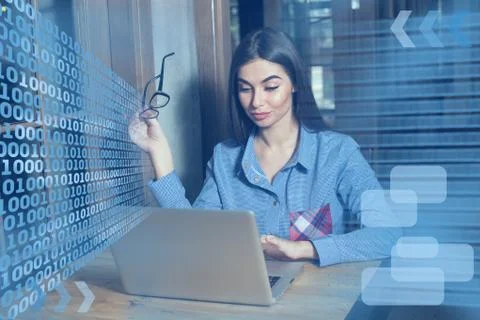Woman with black glasses in hand Stock Photos