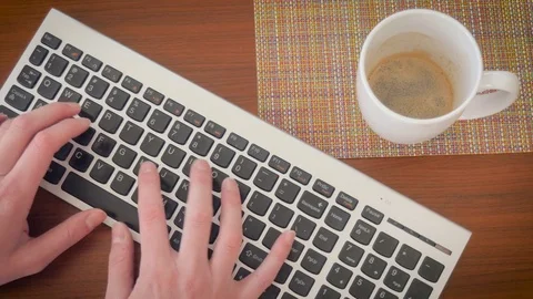 Woman Blogger Types on a Computer Keyboard Stock Footage 80408750