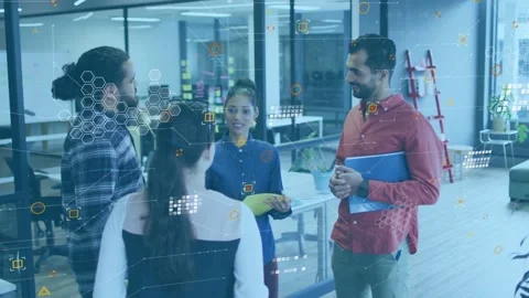 Woman in blue lifting yellow folder starting discussion for alignment team Stock Footage 333526100