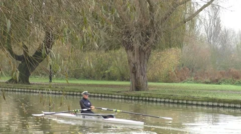 Woman boating on the river Stock Footage 44306670