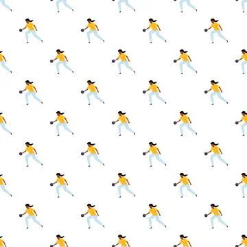 Woman bowling active seamless pattern for design 스톡 일러스트