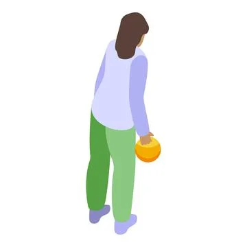 Woman bowling player preparing to throw ball, isometric view Stock Illustration