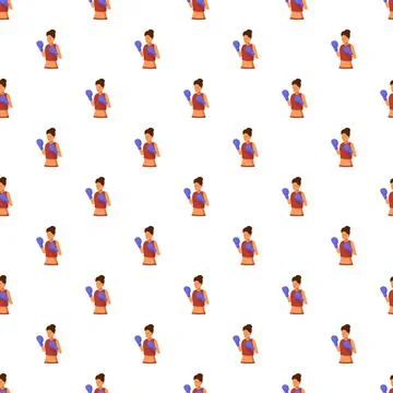 Woman boxer training in gym pattern Stock Illustration