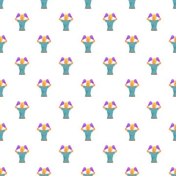 Woman boxer training seamless pattern for fitness background Stock Illustration