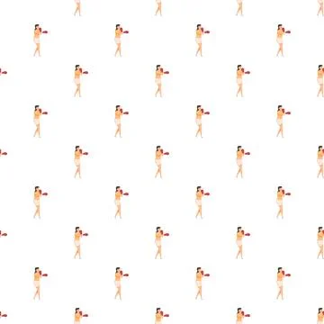 Woman boxer training seamless pattern for fitness design Stock Illustration