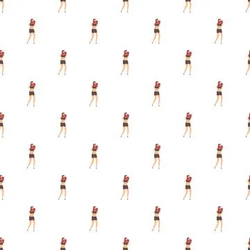 Woman boxer training in a seamless pattern design Stock Illustration