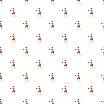 Woman boxer training in a seamless pattern design 스톡 일러스트