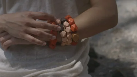 Woman with bracelets Video stock 116415534