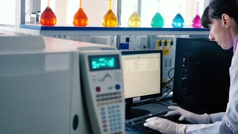 Woman brings data into the computer laboratory. Stock Footage 70992241
