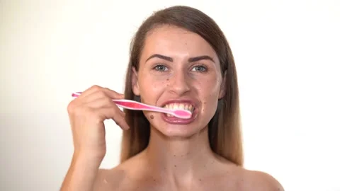 Woman Brushing Teeth Stock Footage 224483101
