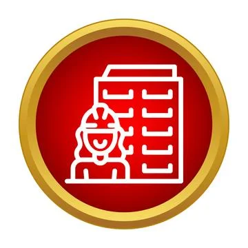 Woman builder engineer architect working construction building icon Illustrazione stock