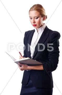 Woman businessman isolated on the white Stock Photos