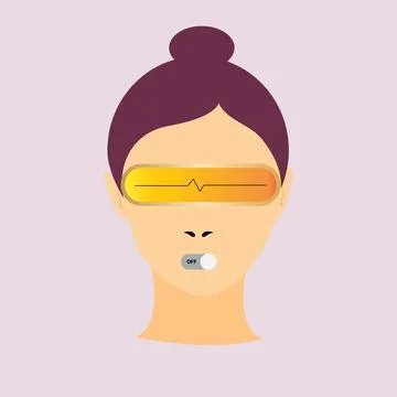 Woman on off button Stock Illustration