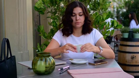 Woman in cafe Stock Footage 284728747