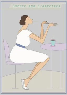 Woman in cafe Stock-Illustration