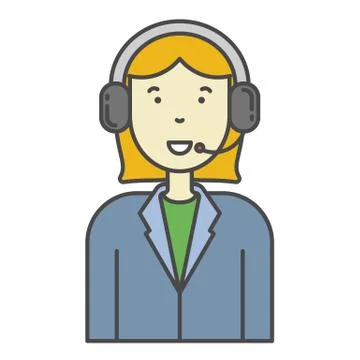 Woman call center operator vector icon for computer and mobile phone apps Stock Illustration