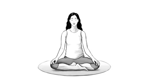 Woman Calmly Breathing In and Out Meditating Sketch Animation Stock Footage