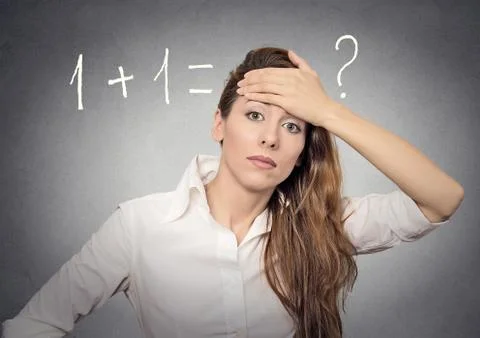 Woman can't solve problem 写真素材