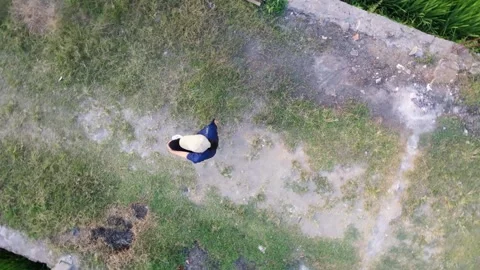 Woman With Cap Doing Warming Up Top Down View-2 Stock Footage 342334857