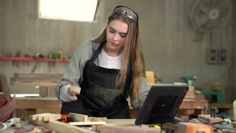 Woman carpenter working. Stock Footage 265222822