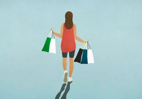 Woman carrying shopping bags Stock Illustration