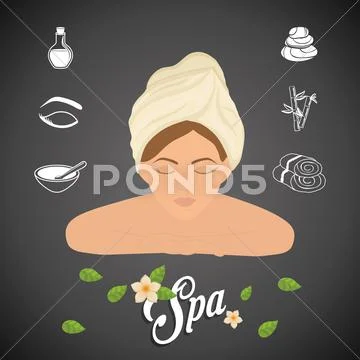 Woman cartoon. Spa center design. Vector graphic Stock Illustration