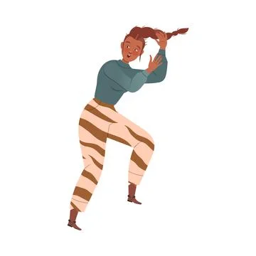Woman Character with Braid Afraid of Something Feeling Scared and Terrified Stock Illustration