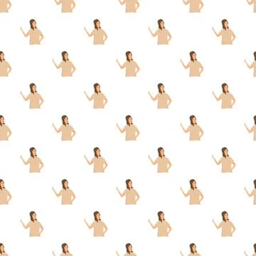 Woman character pattern repeating on white background 스톡 일러스트