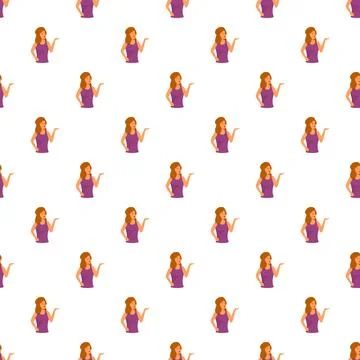 Woman character speaking repeating pattern background vector 스톡 일러스트