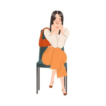 Woman Character Waiting in Queue or in Line for Beauty Salon Sitting on Chair Stock Illustration
