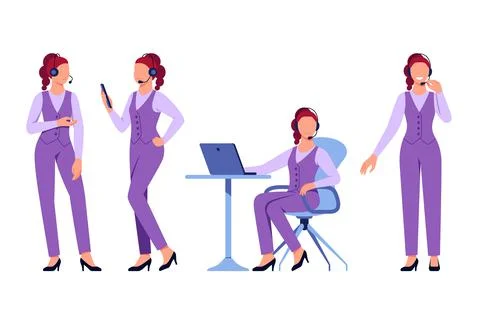 Woman character worker from technical support Stock Illustration