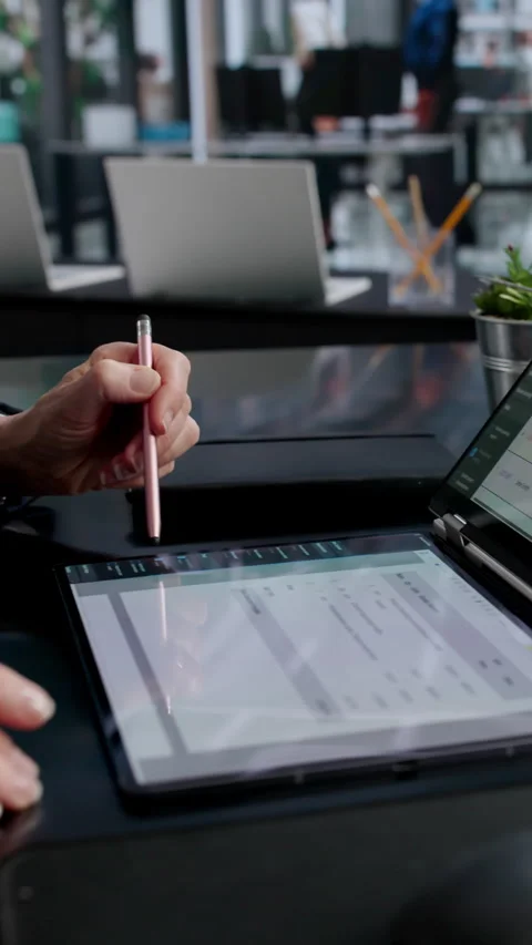 Woman Checking Corporate Payroll Data And Invoices Stock Footage 330586300