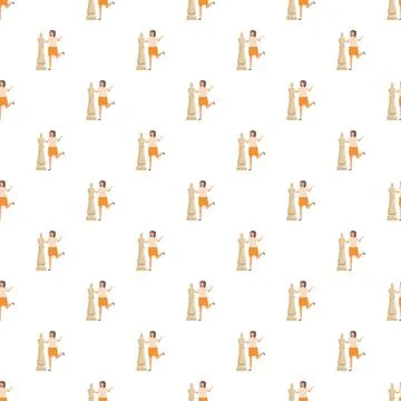 Woman with chess queen seamless pattern Illustrazione stock