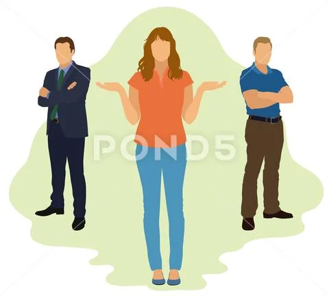 Woman Choosing Between Two men Stock Illustration