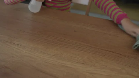 Woman clean the dust from table with microfiber Stock Footage 292556562