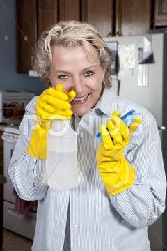Woman Cleaning House Stock Photos