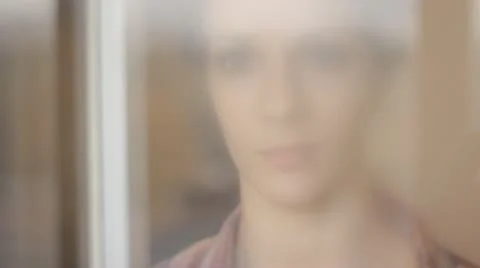 Woman cleaning window Stock Footage 12269692