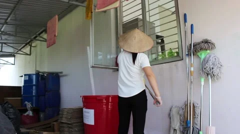 Woman cleaning windows Stock Footage 56080568
