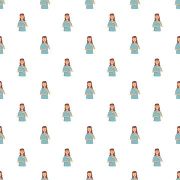 Woman communicating using sign language seamless pattern Illustrazione stock